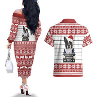 I Knocked Over Yhe Christmas Tree Christmas Christmas Couples Matching Off The Shoulder Long Sleeve Dress and Hawaiian Shirt Xmas Holiday Patterns - Wonder Print Shop
