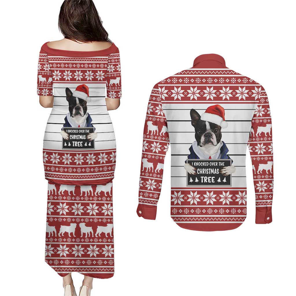 I Knocked Over Yhe Christmas Tree Christmas Christmas Couples Matching Puletasi and Long Sleeve Button Shirt Xmas Holiday Patterns - Wonder Print Shop
