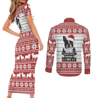 I Knocked Over Yhe Christmas Tree Christmas Christmas Couples Matching Short Sleeve Bodycon Dress and Long Sleeve Button Shirt Xmas Holiday Patterns - Wonder Print Shop
