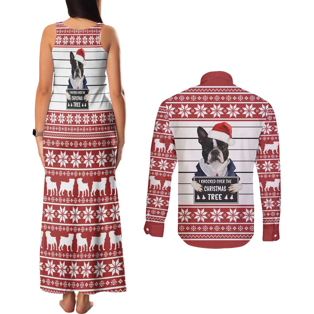 I Knocked Over Yhe Christmas Tree Christmas Christmas Couples Matching Tank Maxi Dress and Long Sleeve Button Shirt Xmas Holiday Patterns - Wonder Print Shop