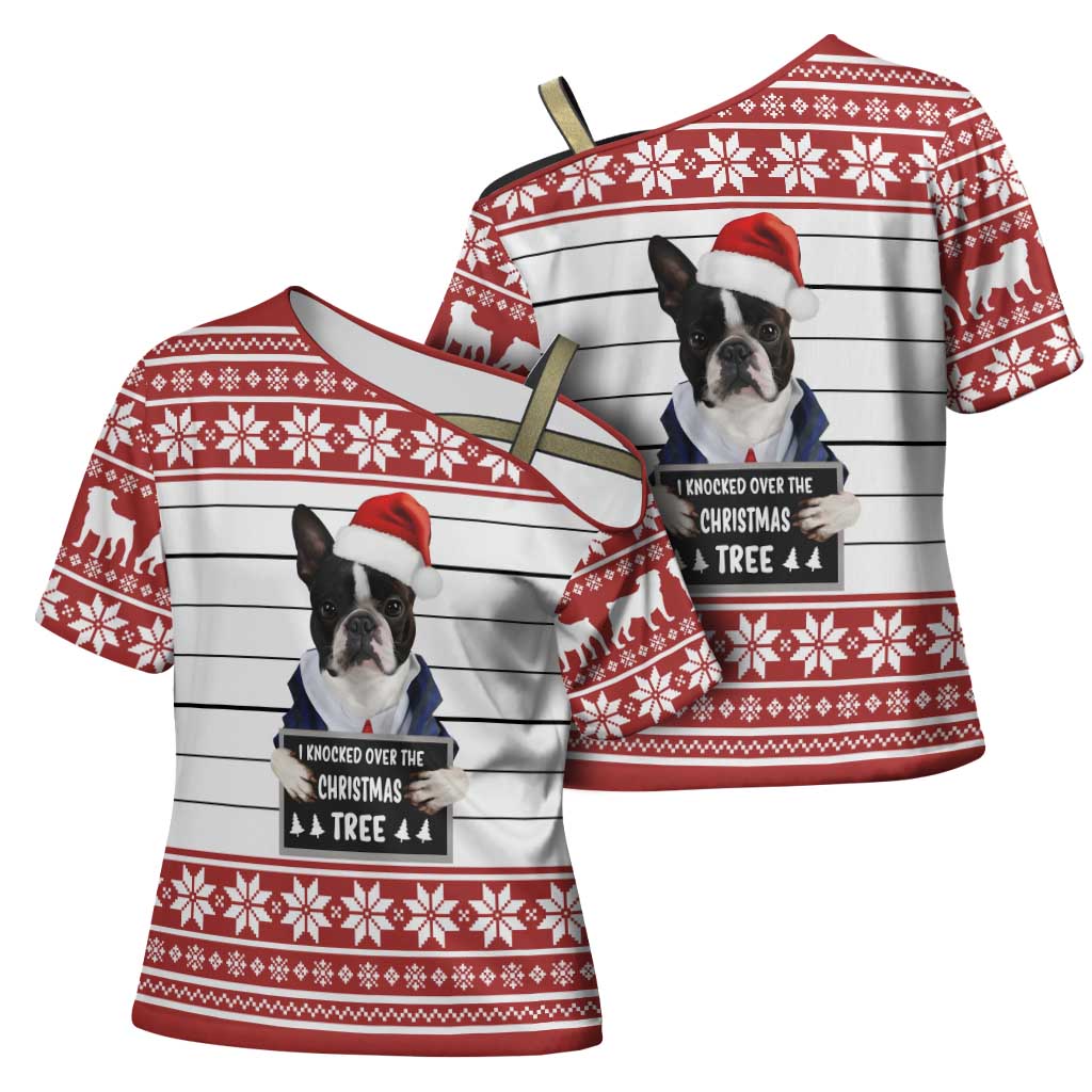 I Knocked Over Yhe Christmas Tree Christmas Christmas Cross Shoulder Shirt Xmas Holiday Patterns - Wonder Print Shop
