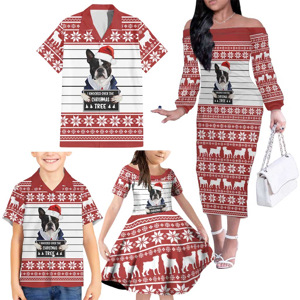 I Knocked Over Yhe Christmas Tree Christmas Christmas Family Matching Off The Shoulder Long Sleeve Dress and Hawaiian Shirt Xmas Holiday Patterns - Wonder Print Shop