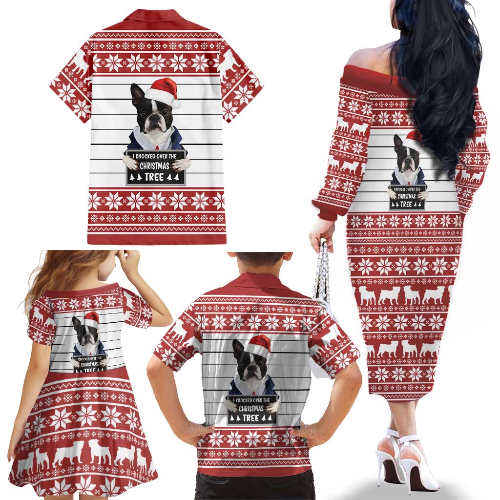 I Knocked Over Yhe Christmas Tree Christmas Christmas Family Matching Off The Shoulder Long Sleeve Dress and Hawaiian Shirt Xmas Holiday Patterns - Wonder Print Shop