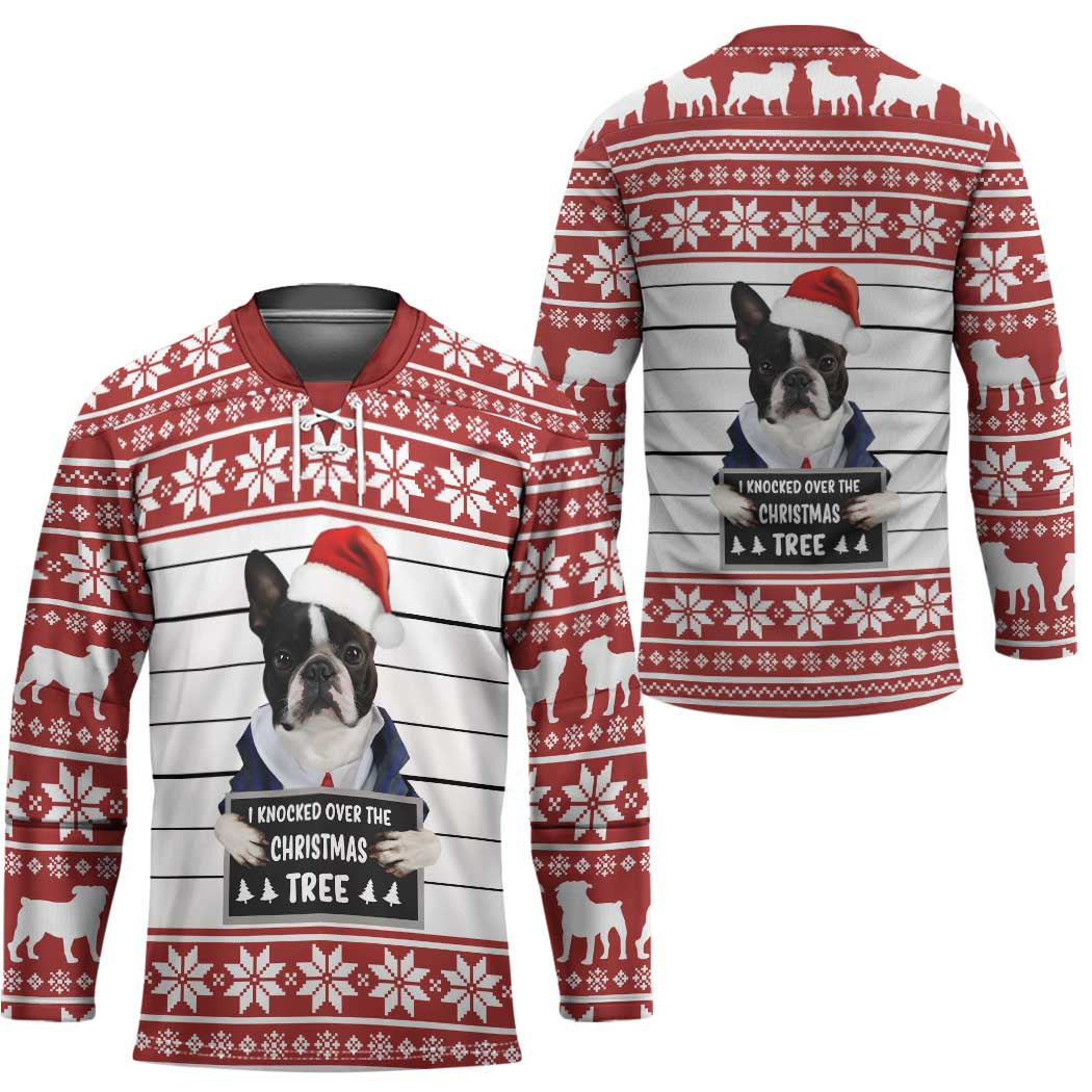 I Knocked Over Yhe Christmas Tree Christmas Christmas Hockey Jersey Xmas Holiday Patterns - Wonder Print Shop