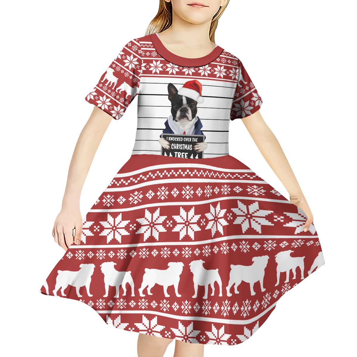 I Knocked Over Yhe Christmas Tree Christmas Christmas Kid Short Sleeve Dress Xmas Holiday Patterns - Wonder Print Shop