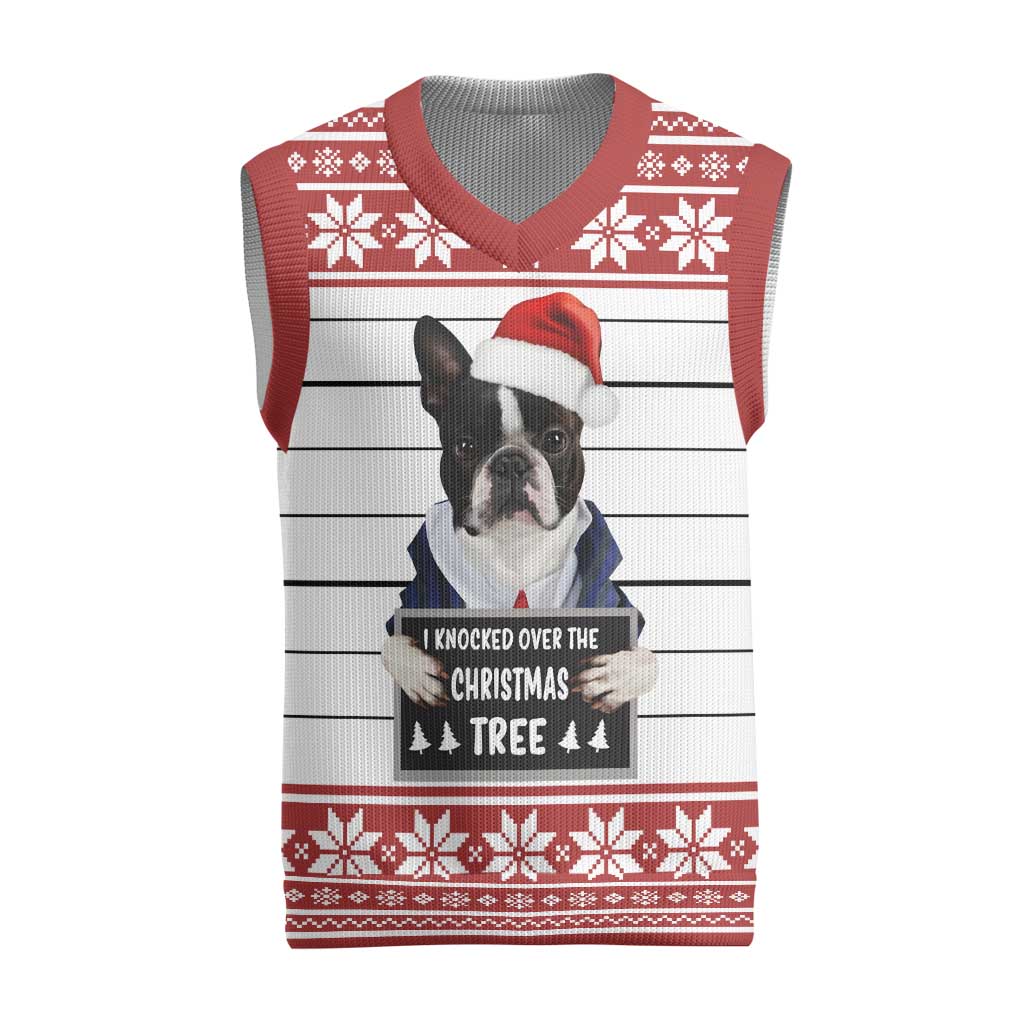 I Knocked Over Yhe Christmas Tree Christmas Christmas Knitted V-Neck Vest Xmas Holiday Patterns - Wonder Print Shop