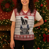 I Knocked Over Yhe Christmas Tree Christmas Christmas Knitted V-Neck Vest Xmas Holiday Patterns - Wonder Print Shop