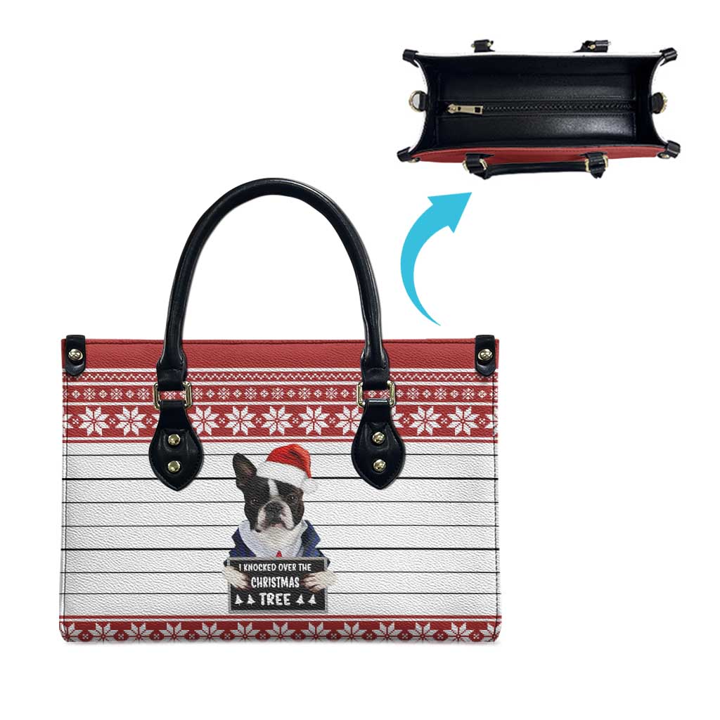 I Knocked Over Yhe Christmas Tree Christmas Christmas Leather Bag Xmas Holiday Patterns - Wonder Print Shop