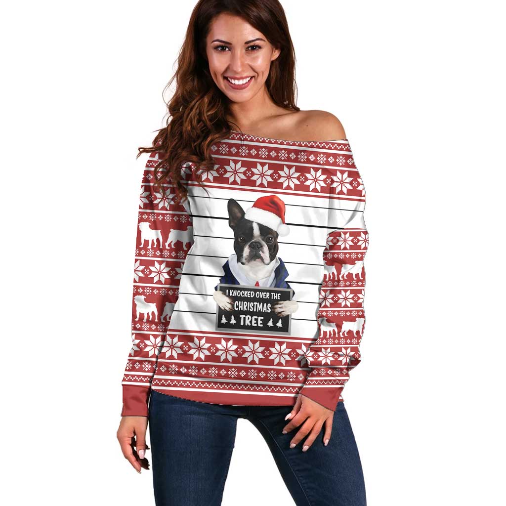 I Knocked Over Yhe Christmas Tree Christmas Christmas Off Shoulder Sweater Xmas Holiday Patterns - Wonder Print Shop