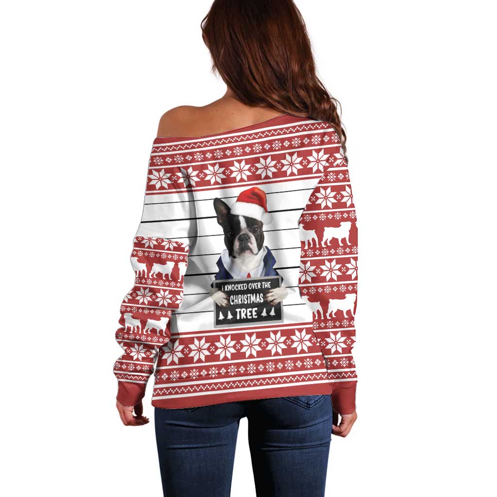 I Knocked Over Yhe Christmas Tree Christmas Christmas Off Shoulder Sweater Xmas Holiday Patterns - Wonder Print Shop