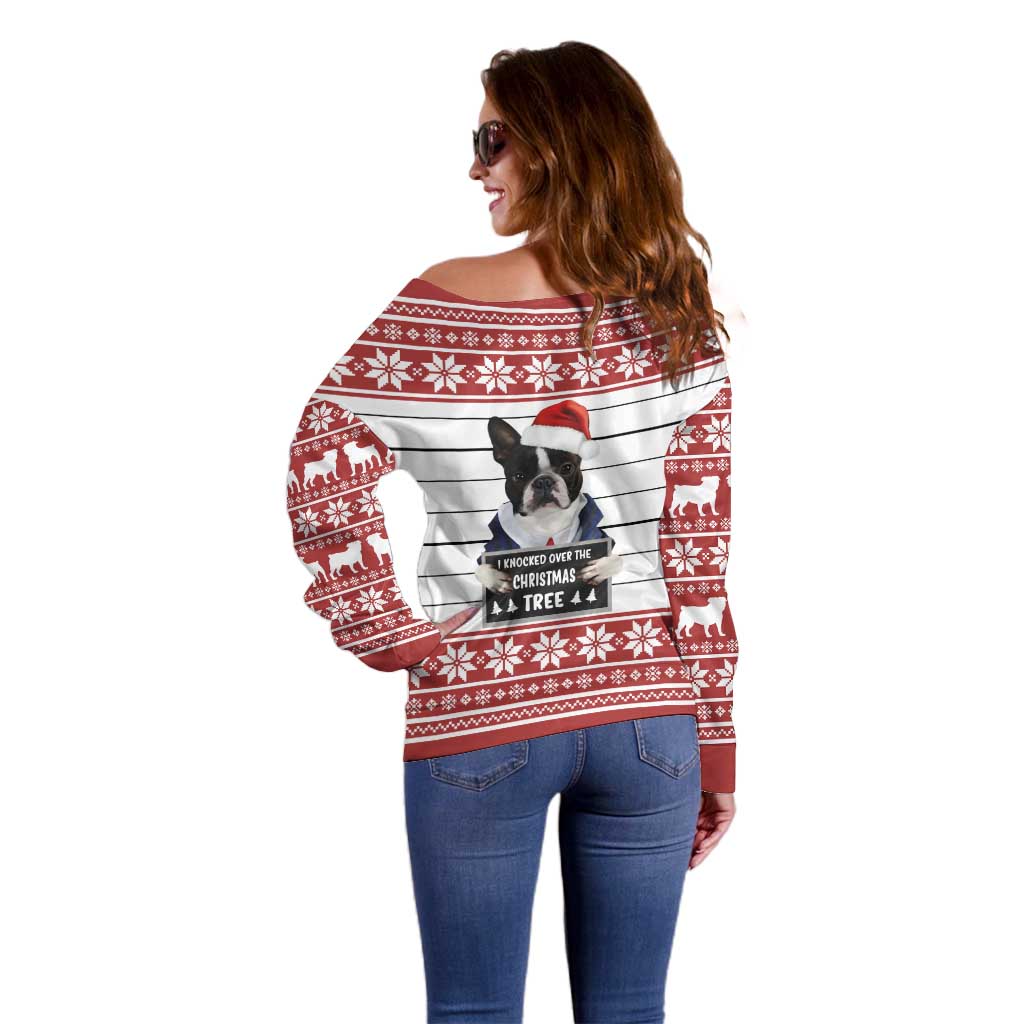 I Knocked Over Yhe Christmas Tree Christmas Christmas Off Shoulder Sweater Xmas Holiday Patterns - Wonder Print Shop