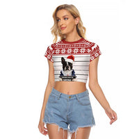 I Knocked Over Yhe Christmas Tree Christmas Christmas Raglan Cropped T Shirt Xmas Holiday Patterns - Wonder Print Shop