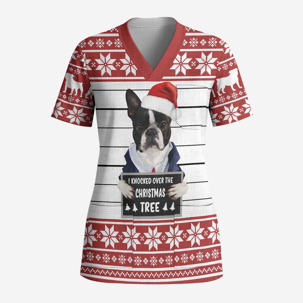 I Knocked Over Yhe Christmas Tree Christmas Christmas Scrub Top Xmas Holiday Patterns - Wonder Print Shop