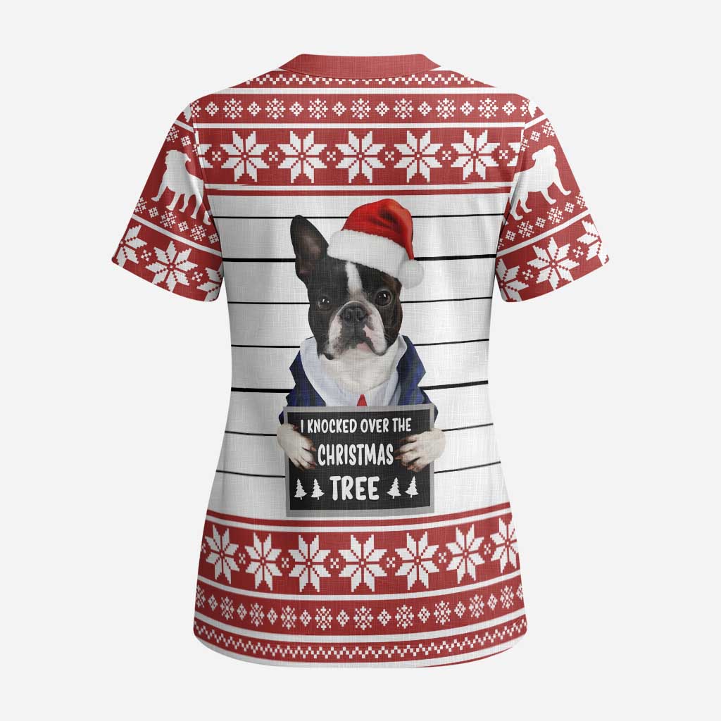 I Knocked Over Yhe Christmas Tree Christmas Christmas Scrub Top Xmas Holiday Patterns - Wonder Print Shop