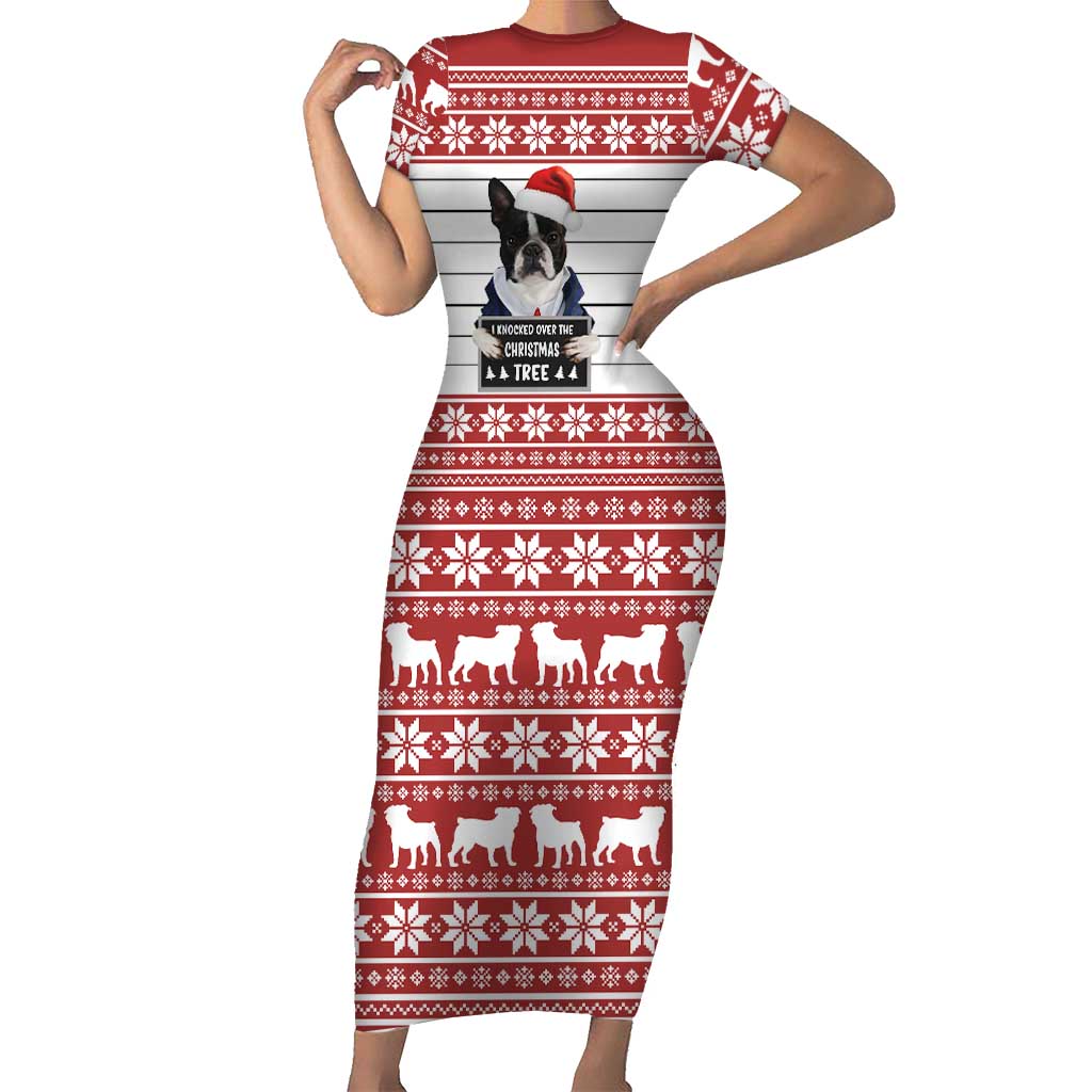 I Knocked Over Yhe Christmas Tree Christmas Christmas Short Sleeve Bodycon Dress Xmas Holiday Patterns - Wonder Print Shop