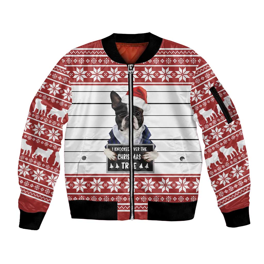 I Knocked Over Yhe Christmas Tree Christmas Christmas Sleeve Zip Bomber Jacket Xmas Holiday Patterns - Wonder Print Shop