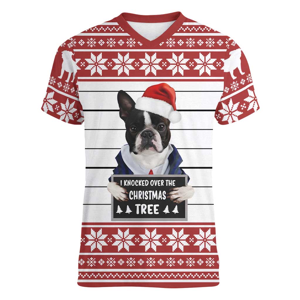 I Knocked Over Yhe Christmas Tree Christmas Christmas Women V-Neck T-Shirt Xmas Holiday Patterns - Wonder Print Shop