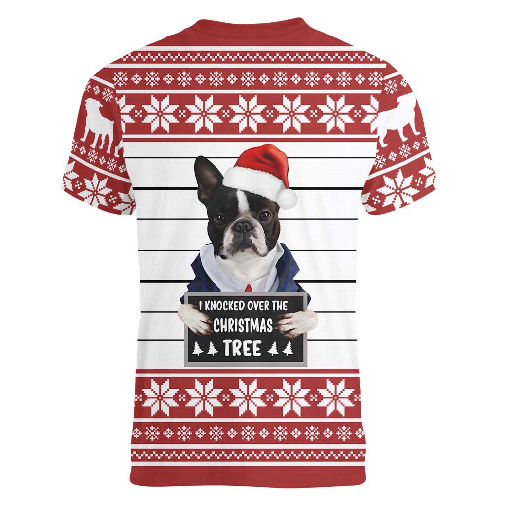 I Knocked Over Yhe Christmas Tree Christmas Christmas Women V-Neck T-Shirt Xmas Holiday Patterns - Wonder Print Shop