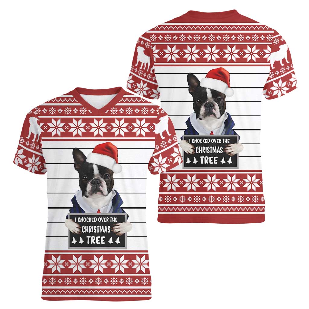 I Knocked Over Yhe Christmas Tree Christmas Christmas Women V-Neck T-Shirt Xmas Holiday Patterns - Wonder Print Shop