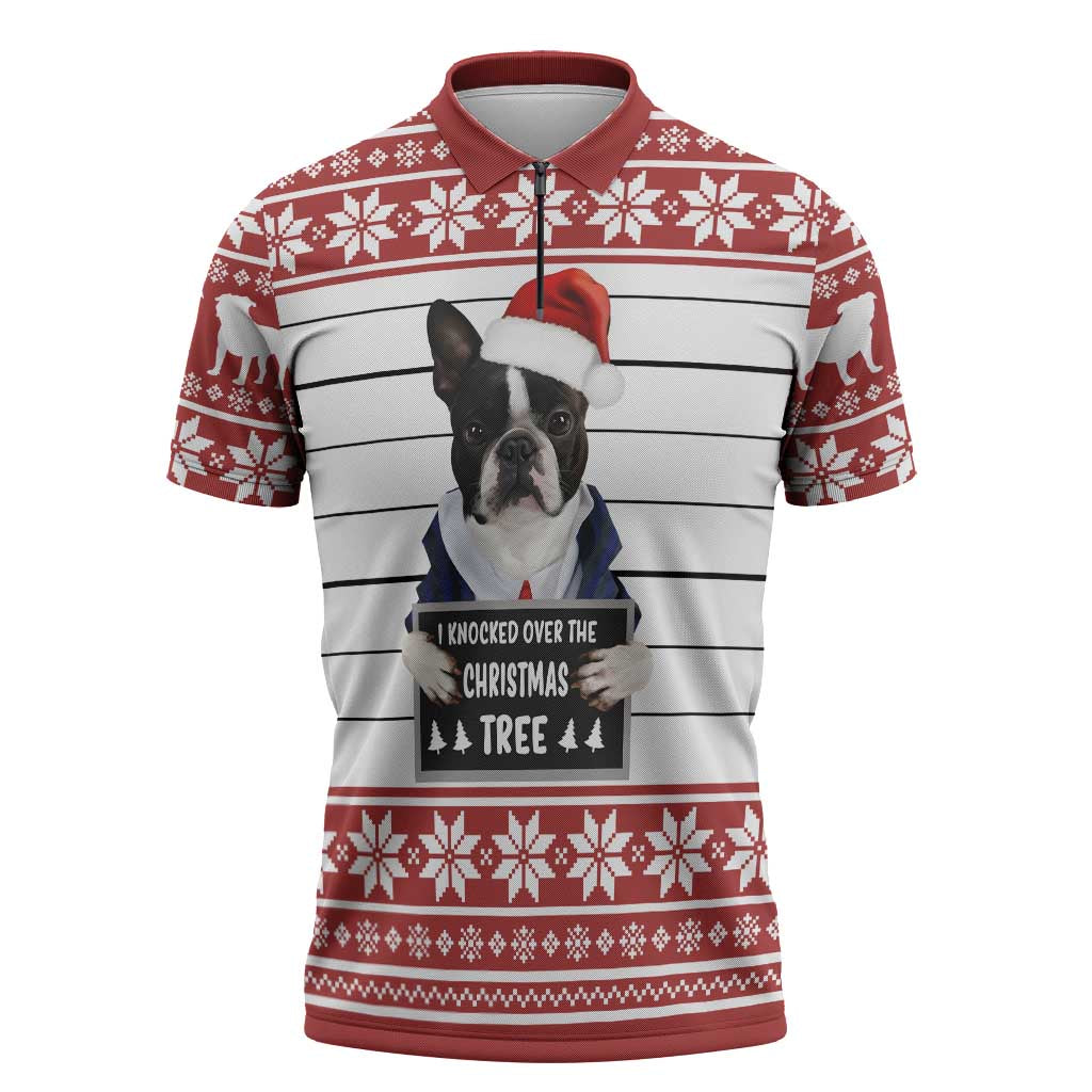I Knocked Over Yhe Christmas Tree Christmas Christmas Zipper Polo Shirt Xmas Holiday Patterns - Wonder Print Shop