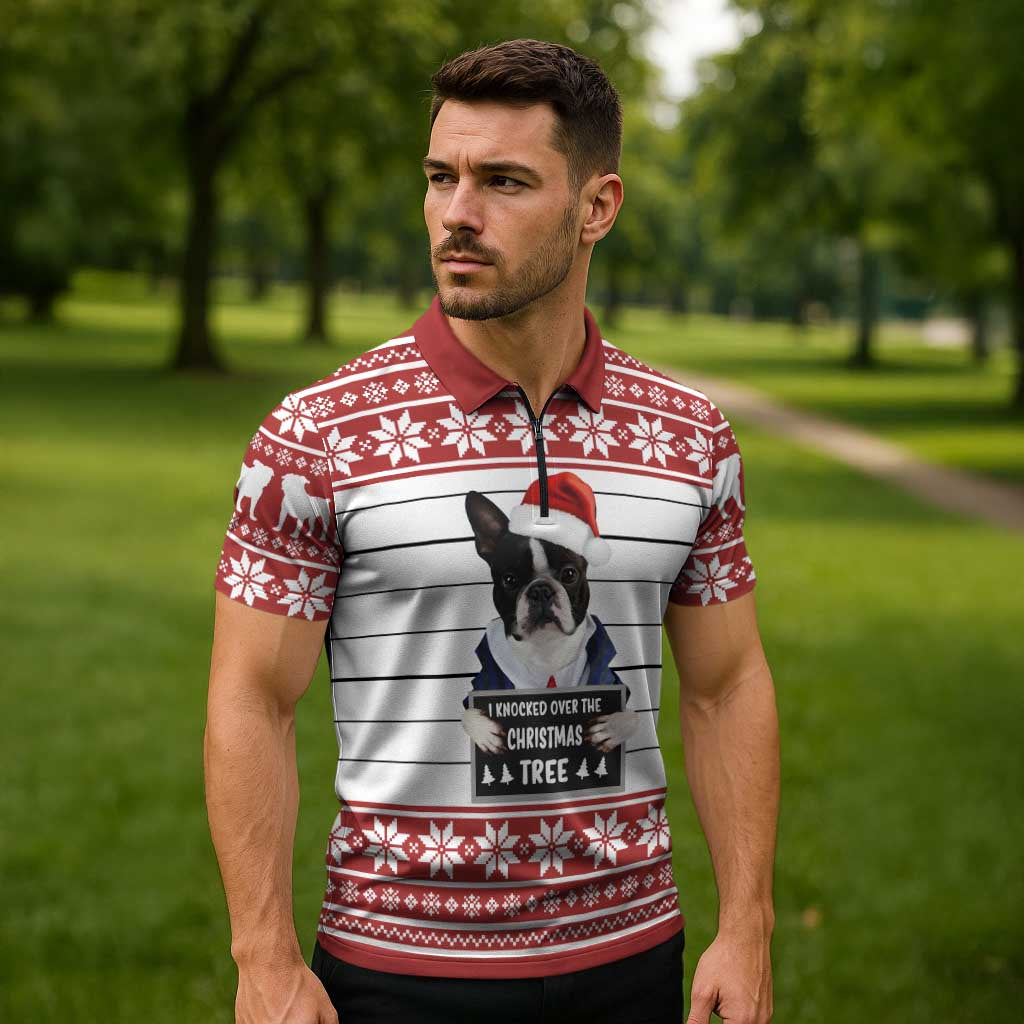I Knocked Over Yhe Christmas Tree Christmas Christmas Zipper Polo Shirt Xmas Holiday Patterns - Wonder Print Shop
