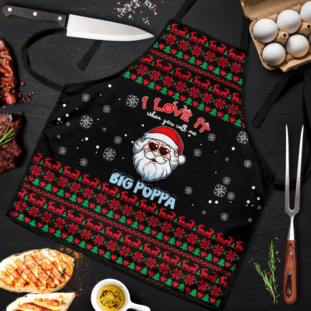 I Love It When You Call Me Big Poppa Christmas Christmas Apron Xmas Holiday Patterns - Wonder Print Shop
