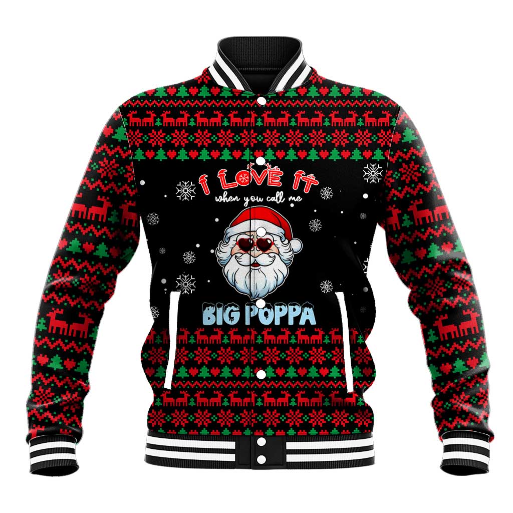 I Love It When You Call Me Big Poppa Christmas Christmas Baseball Jacket Xmas Holiday Patterns - Wonder Print Shop