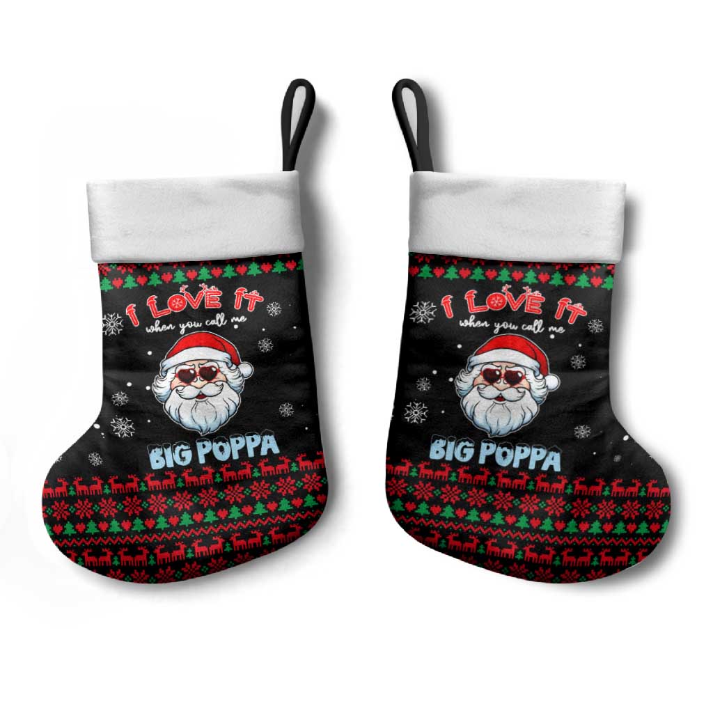 I Love It When You Call Me Big Poppa Christmas Christmas Stocking Xmas Holiday Patterns - Wonder Print Shop