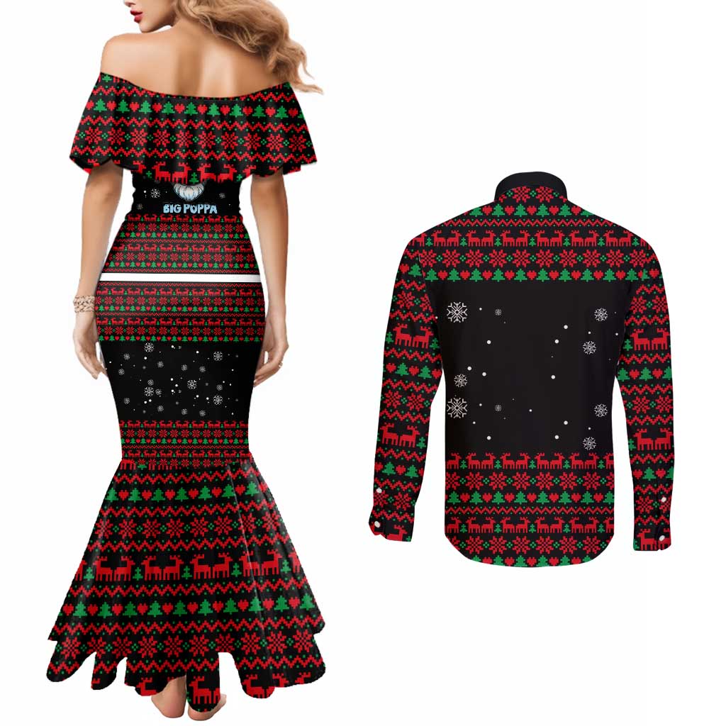 I Love It When You Call Me Big Poppa Christmas Christmas Couples Matching Mermaid Dress and Long Sleeve Button Shirt Xmas Holiday Patterns - Wonder Print Shop