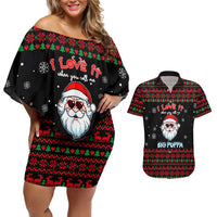 I Love It When You Call Me Big Poppa Christmas Christmas Couples Matching Off Shoulder Short Dress and Hawaiian Shirt Xmas Holiday Patterns - Wonder Print Shop