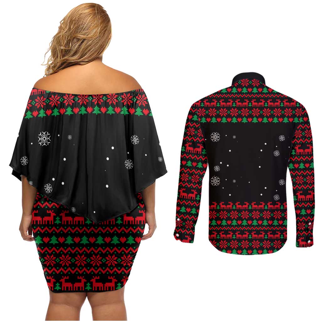 I Love It When You Call Me Big Poppa Christmas Christmas Couples Matching Off Shoulder Short Dress and Long Sleeve Button Shirt Xmas Holiday Patterns - Wonder Print Shop