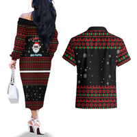 I Love It When You Call Me Big Poppa Christmas Christmas Couples Matching Off The Shoulder Long Sleeve Dress and Hawaiian Shirt Xmas Holiday Patterns - Wonder Print Shop