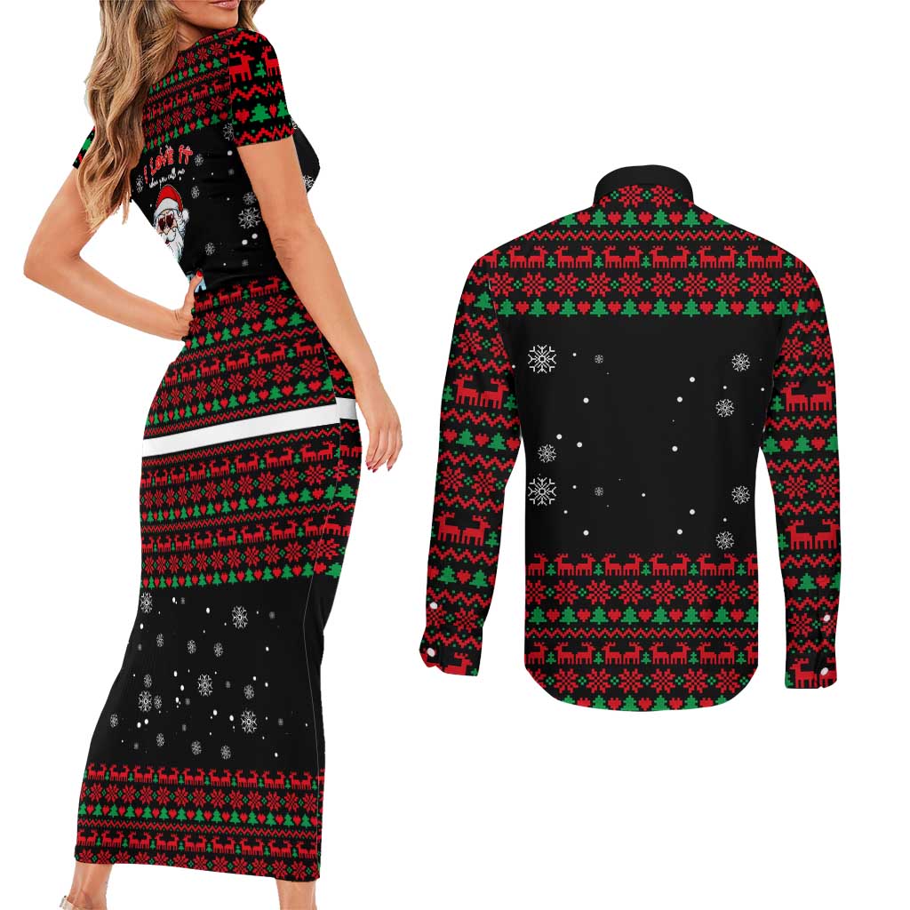I Love It When You Call Me Big Poppa Christmas Christmas Couples Matching Short Sleeve Bodycon Dress and Long Sleeve Button Shirt Xmas Holiday Patterns - Wonder Print Shop