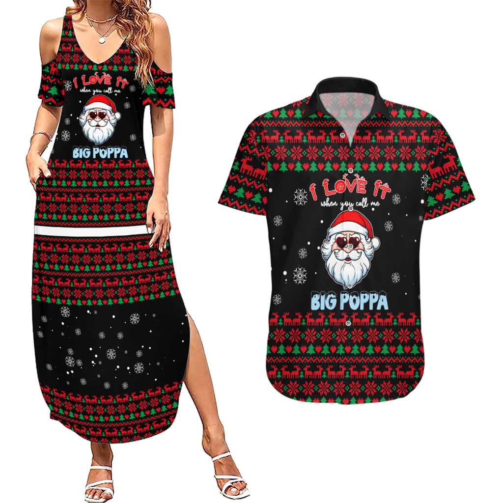 I Love It When You Call Me Big Poppa Christmas Christmas Couples Matching Summer Maxi Dress and Hawaiian Shirt Xmas Holiday Patterns - Wonder Print Shop