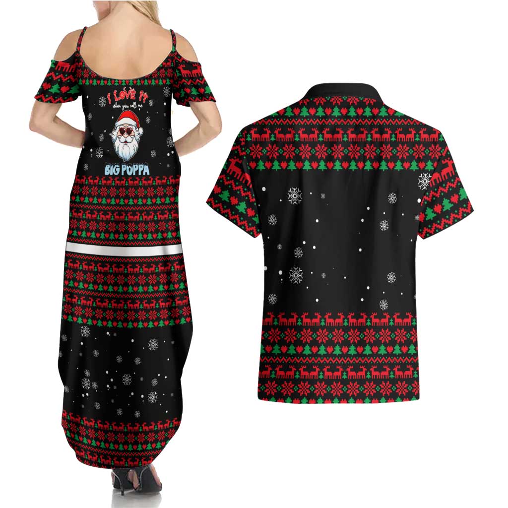 I Love It When You Call Me Big Poppa Christmas Christmas Couples Matching Summer Maxi Dress and Hawaiian Shirt Xmas Holiday Patterns - Wonder Print Shop