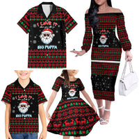 I Love It When You Call Me Big Poppa Christmas Christmas Family Matching Off The Shoulder Long Sleeve Dress and Hawaiian Shirt Xmas Holiday Patterns - Wonder Print Shop