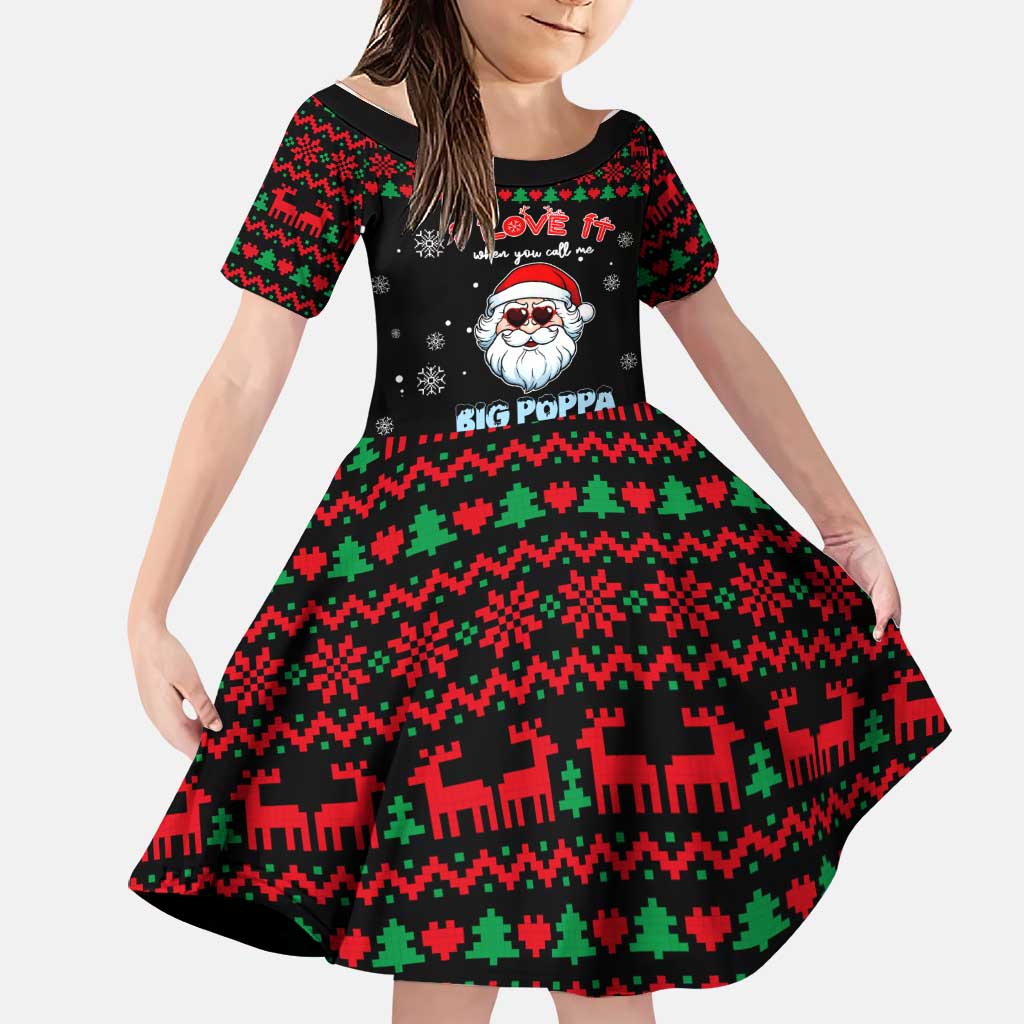 I Love It When You Call Me Big Poppa Christmas Christmas Family Matching Short Sleeve Bodycon Dress and Hawaiian Shirt Xmas Holiday Patterns - Wonder Print Shop
