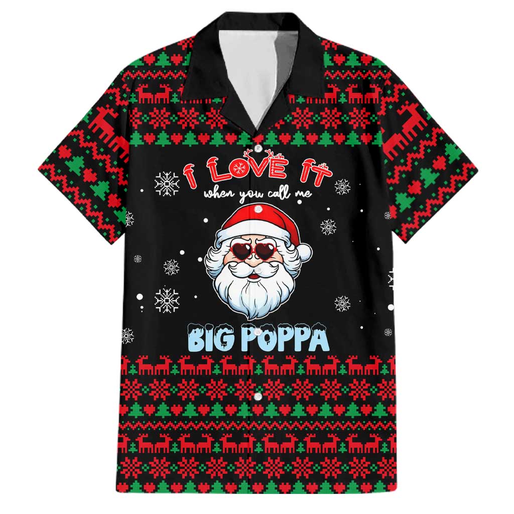 I Love It When You Call Me Big Poppa Christmas Christmas Family Matching Short Sleeve Bodycon Dress and Hawaiian Shirt Xmas Holiday Patterns - Wonder Print Shop