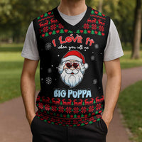 I Love It When You Call Me Big Poppa Christmas Christmas Knitted V-Neck Vest Xmas Holiday Patterns - Wonder Print Shop