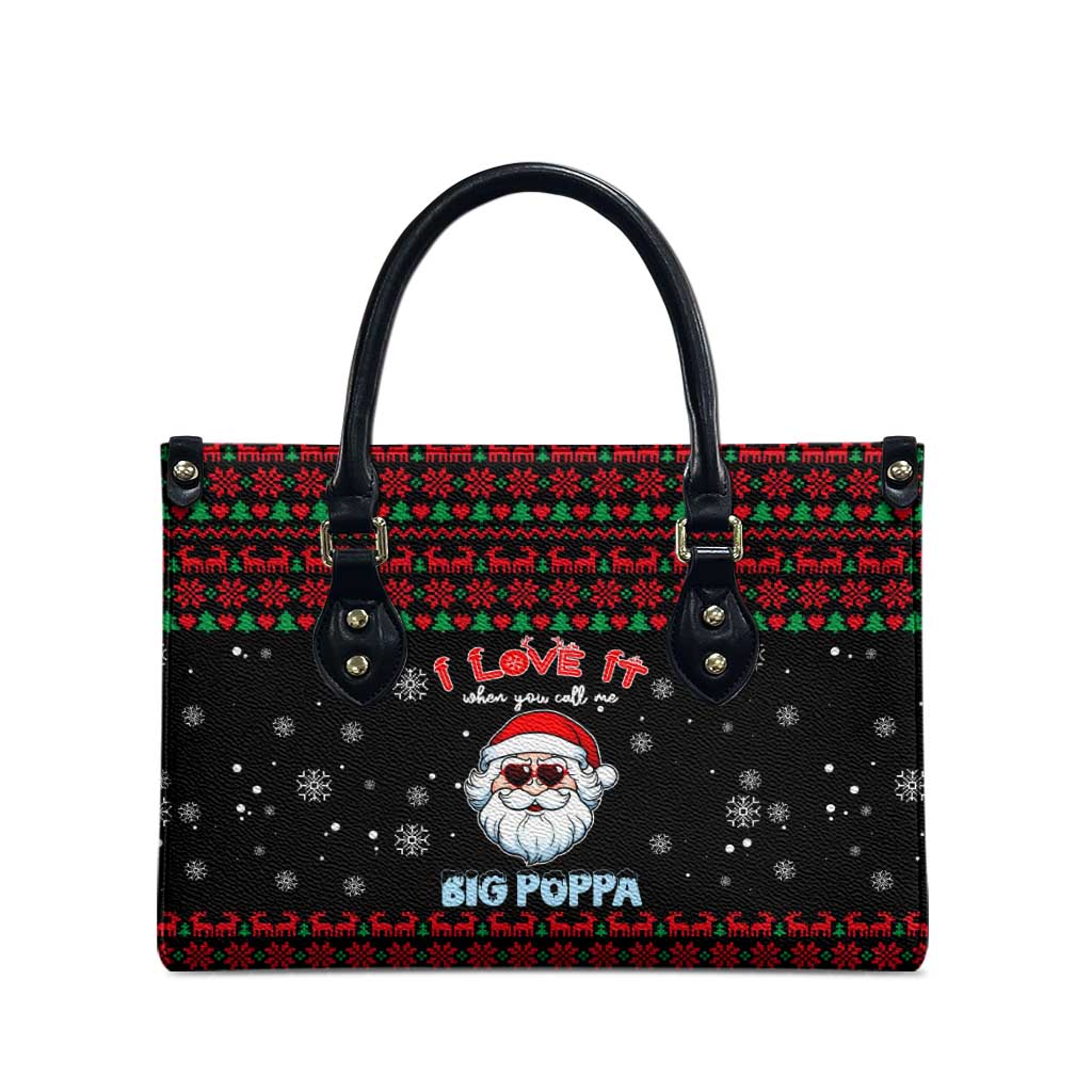 I Love It When You Call Me Big Poppa Christmas Christmas Leather Bag Xmas Holiday Patterns - Wonder Print Shop