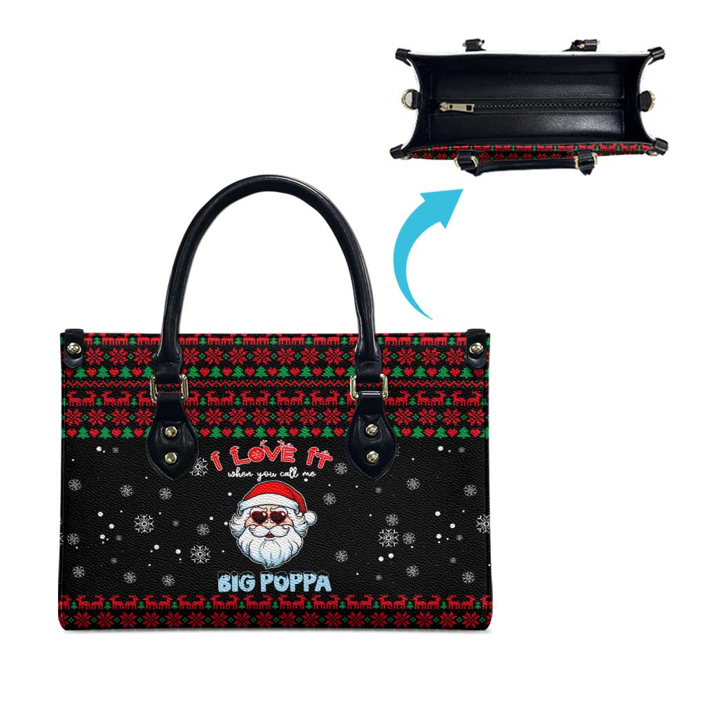 I Love It When You Call Me Big Poppa Christmas Christmas Leather Bag Xmas Holiday Patterns - Wonder Print Shop