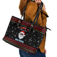 I Love It When You Call Me Big Poppa Christmas Christmas Leather Tote Bag Xmas Holiday Patterns - Wonder Print Shop