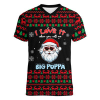 I Love It When You Call Me Big Poppa Christmas Christmas Women V-Neck T-Shirt Xmas Holiday Patterns - Wonder Print Shop