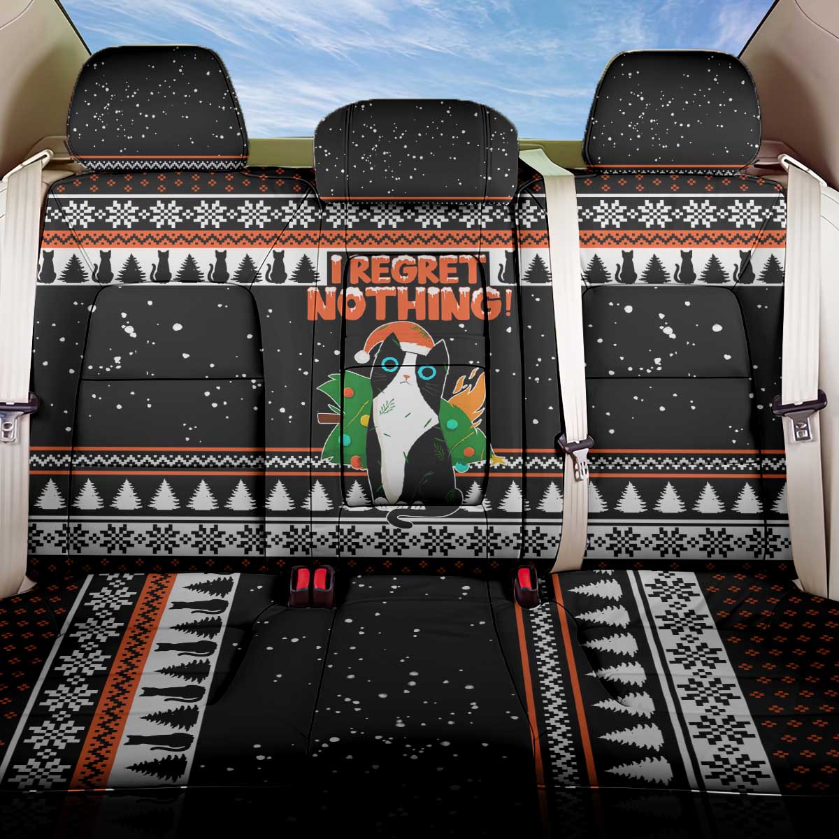I Regret Nothing Cat Christmas Christmas Back Car Seat Cover Xmas Holiday Patterns - Wonder Print Shop