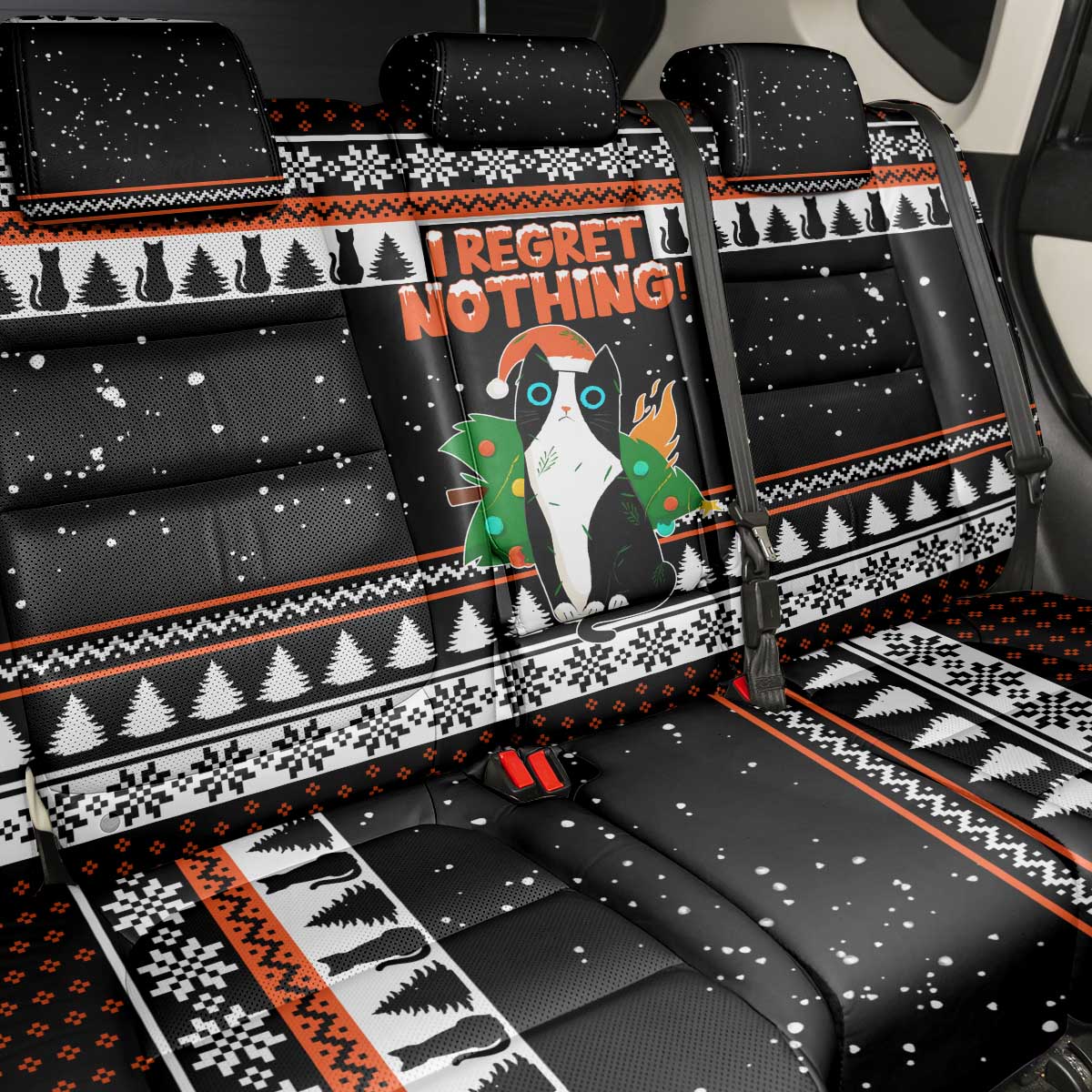 I Regret Nothing Cat Christmas Christmas Back Car Seat Cover Xmas Holiday Patterns - Wonder Print Shop