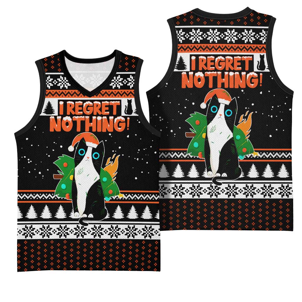 I Regret Nothing Cat Christmas Christmas Basketball Jersey Xmas Holiday Patterns - Wonder Print Shop