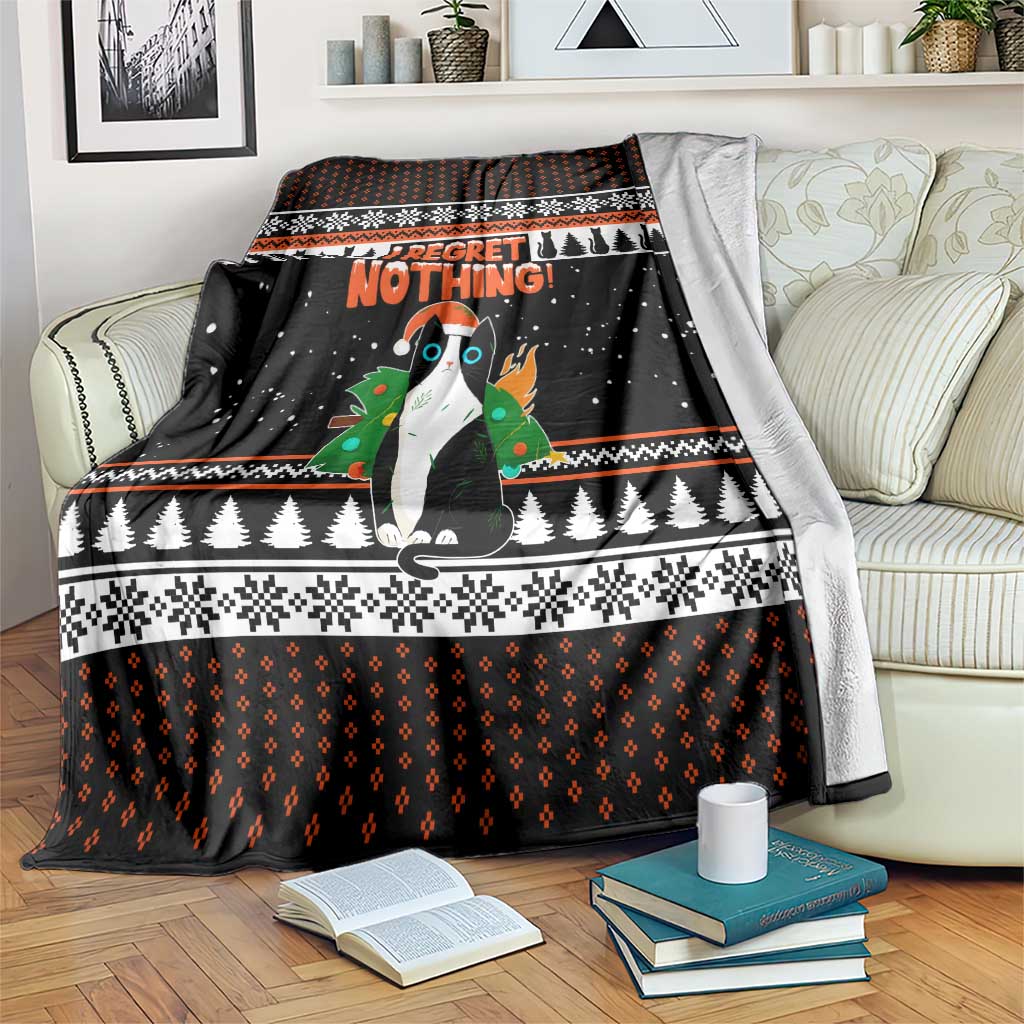 I Regret Nothing Cat Christmas Christmas Blanket Xmas Holiday Patterns - Wonder Print Shop