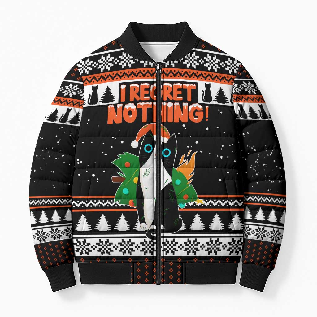 I Regret Nothing Cat Christmas Christmas Bomber Puffer Jacket Xmas Holiday Patterns - Wonder Print Shop