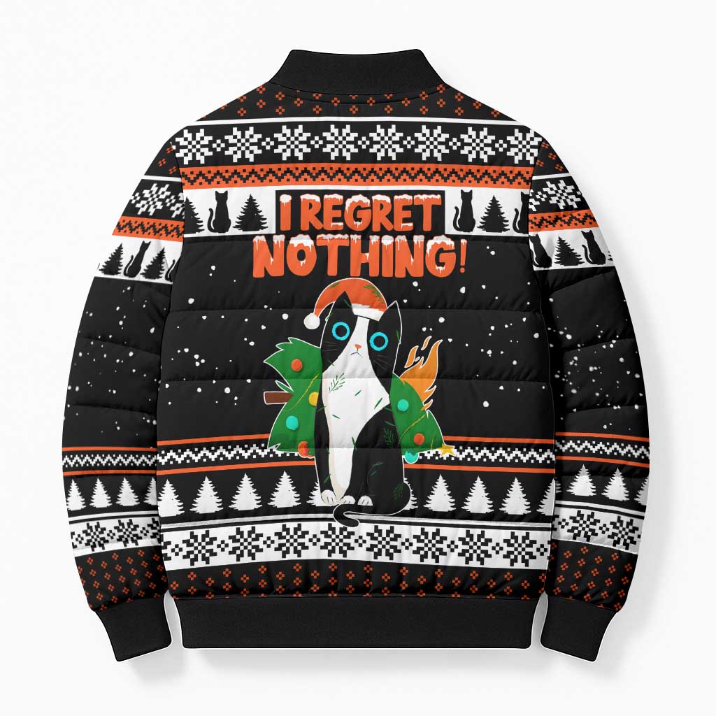 I Regret Nothing Cat Christmas Christmas Bomber Puffer Jacket Xmas Holiday Patterns - Wonder Print Shop