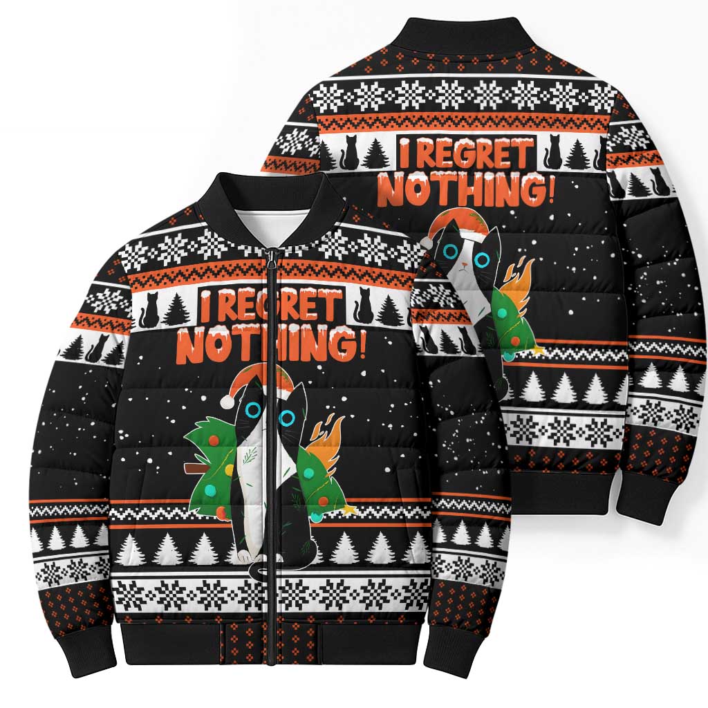 I Regret Nothing Cat Christmas Christmas Bomber Puffer Jacket Xmas Holiday Patterns - Wonder Print Shop